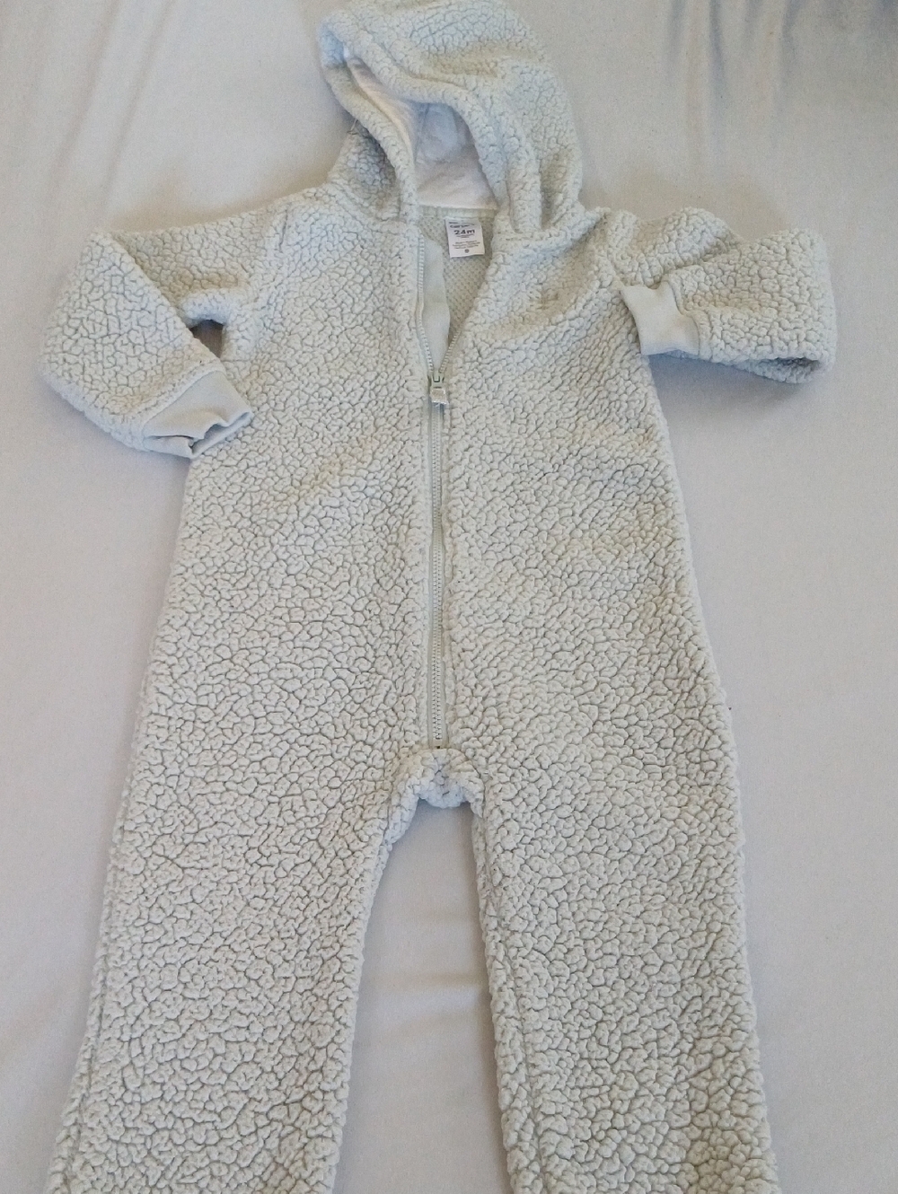 Carter's Plush Hooded Sherpa One-Piece in Light Gray